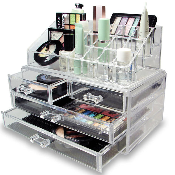 Makeup Organiser Brush Holder Sections Acrylic Cosmetics Storage Case